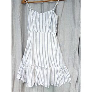 Old Navy Womens Blue White Striped Smocked Back Ruffle Mini Dress Size M